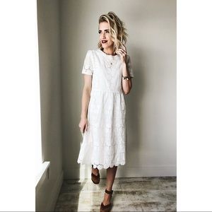 Roolee White Eyelet Midi Dress